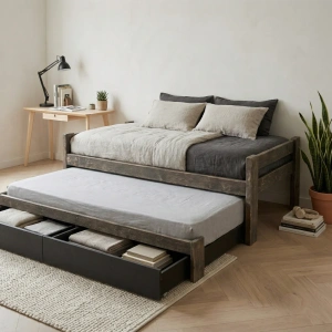 Rozkládací postel z masivu - na míru