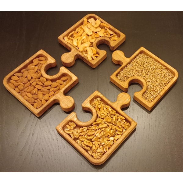 misky na oříšky ve tvaru puzzle